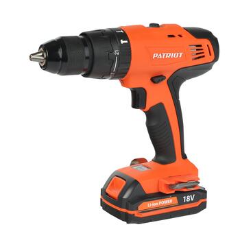 Дрель-шуруповерт аккумуляторная PATRIOT BR 180UES, две батареи Li-Ion 18V, 1,5 Ah, 52 Нм, большой ке